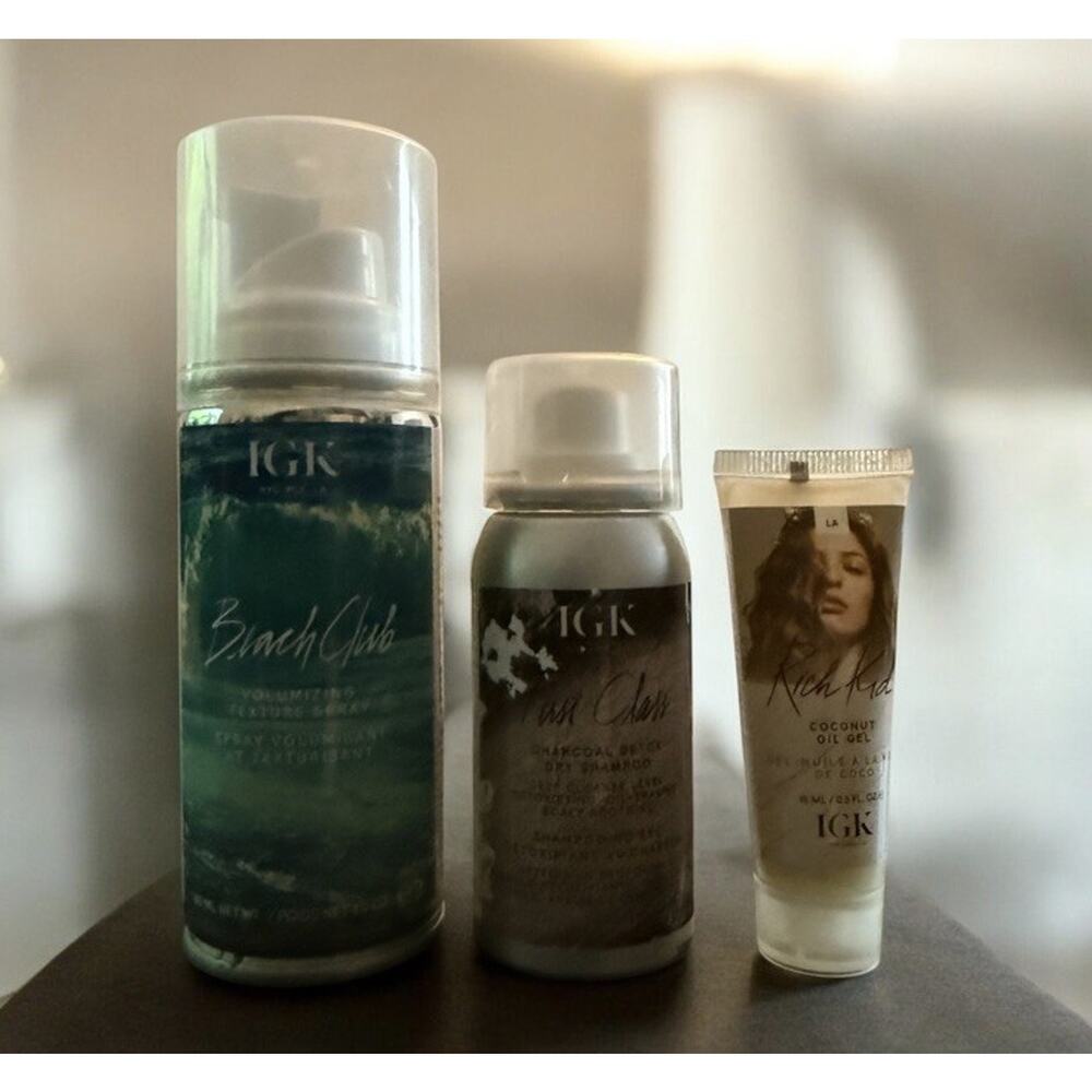 IGK BEACH CLUB Volumizing Texture Spray + FIRST CLASS Dry Shampoo + RICH KID Gel